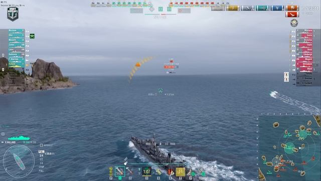 Destroyer Halland: Casual player hunting battleships - World of Warships смотреть онлайн