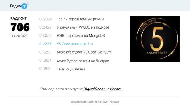 Радио-Т #706. VS Code дожил до 5ти смотреть онлайн
