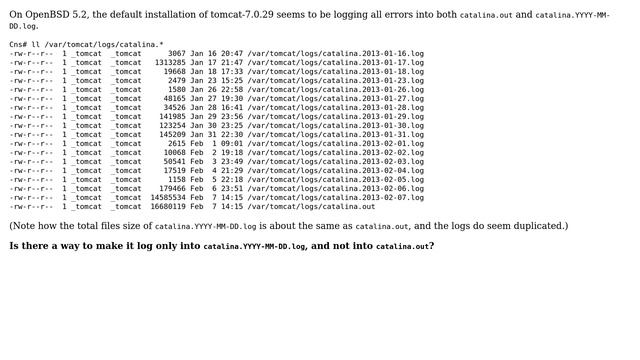 DevOps & SysAdmins: Why does tomcat7 log into both catalina.out and catalina.YYYY-MM-DD.log? смотреть онлайн