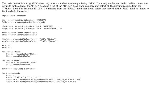 GIS: Python Code: "Compare two fields and select missing records" (2 Solutions!!) смотреть онлайн