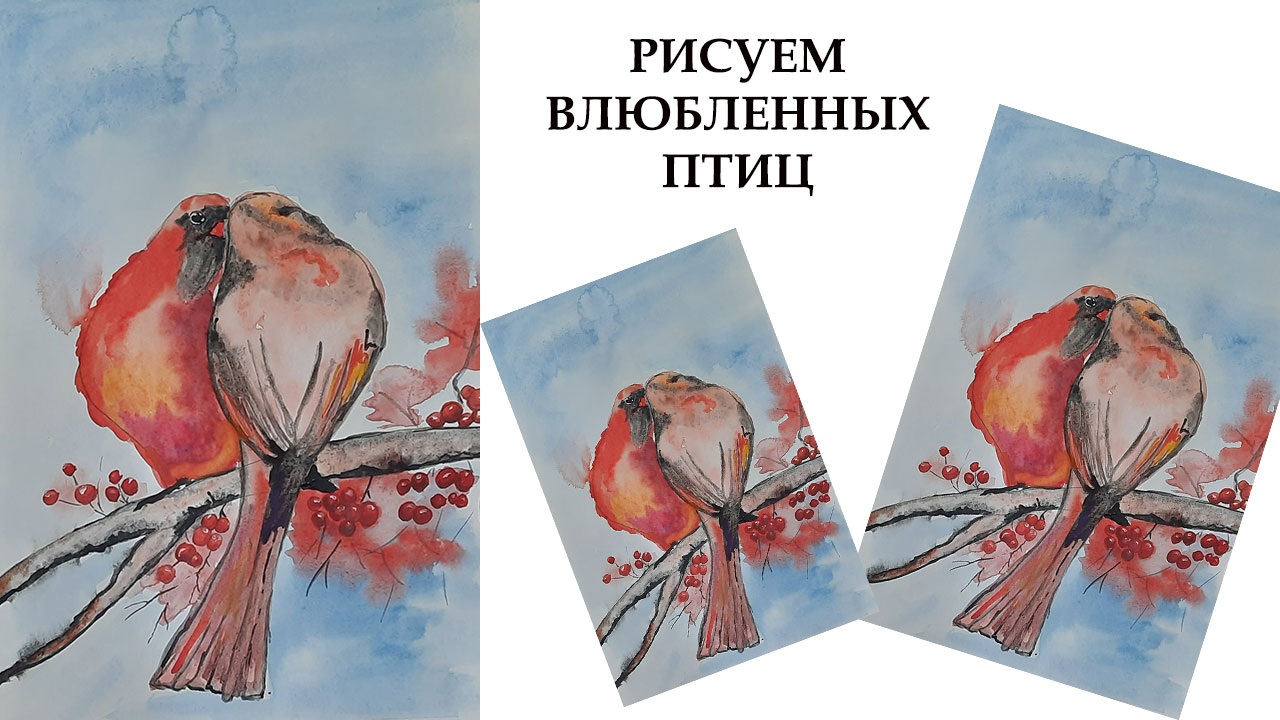 Как нарисовать птиц акварелью. смотреть онлайн