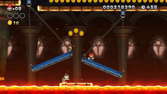 Марио сгорает в лаве