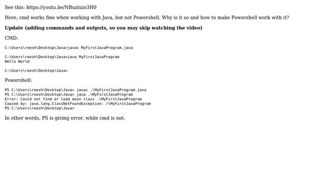 CMD and Powershell work differently for building and running java files смотреть онлайн