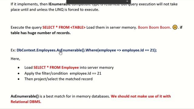 ToList, AsEnumerable, AsQueryable in EF Core and Relation to Performance смотреть онлайн