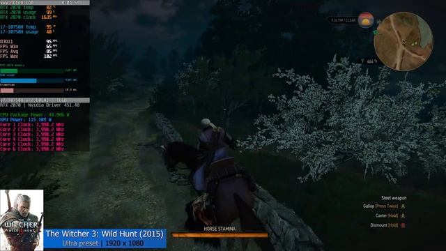 MSI GP65 (2020) - The Witcher 3 gaming benchmark test [Intel i7-10750H, Nvidia RTX 2070] смотреть онлайн