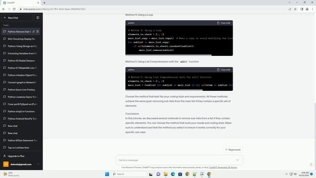 How do I remove whole sub list from list if i have only few element of the sub list python смотреть онлайн