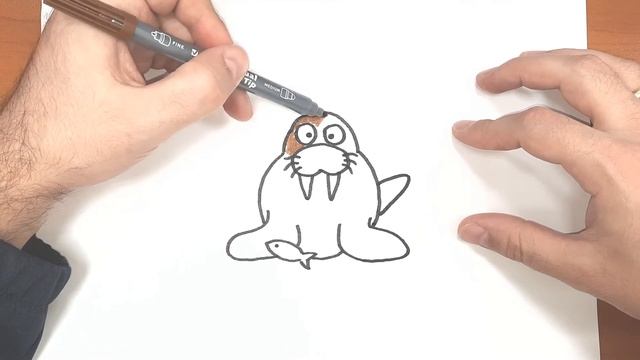 HOW TO DRAW WALRUS EASY | КАК ЛЕГКО НАРИСОВАТЬ МОРЖА смотреть онлайн