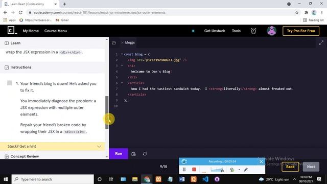 React JSX | CodeCademy смотреть онлайн