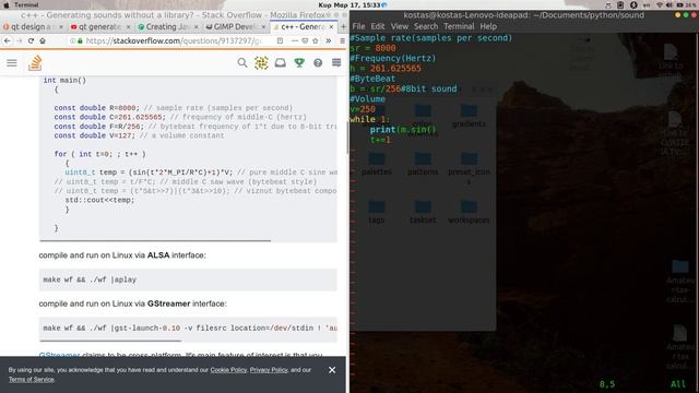 python sound generation 9 lines - Using aplay- смотреть онлайн