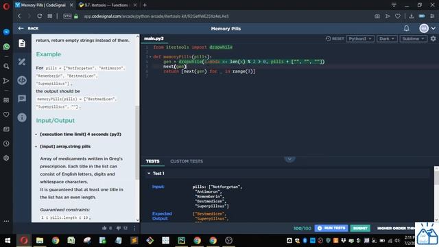 Python - CodeSignal Memory Pills 49 смотреть онлайн