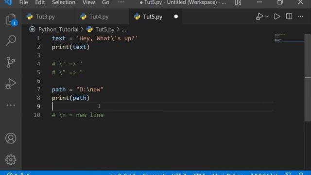 Python Tutorial #tutorial 5 ||Escape Sequences in Python смотреть онлайн