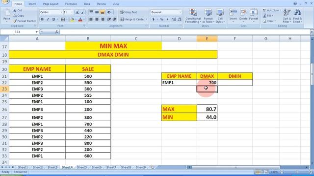 DMAX AND DMIN FUNCTION IN EXCEL HINDI смотреть онлайн