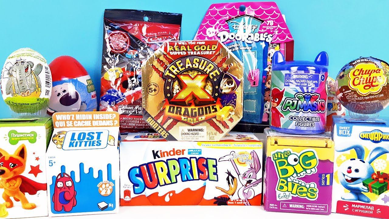 15 Киндер Сюрпризов,Unboxing Kinder Surprise TREASURE X Dragon Gold,Little Big Bites,PJ Masks,Disney