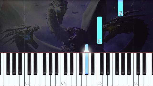KING GHIDORAH'S THEME - VERY EASY Piano tutorial смотреть онлайн