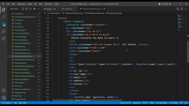 Delete Multiple Rows Using Checkbox in react js смотреть онлайн