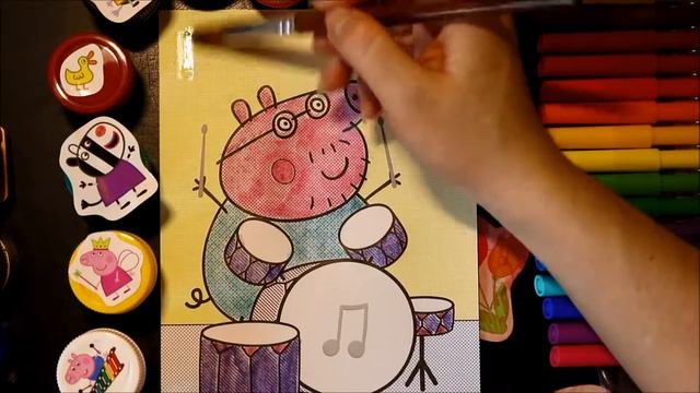 Папа Свин раскраска для детей, рисование водой, coloring dad pig смотреть онлайн