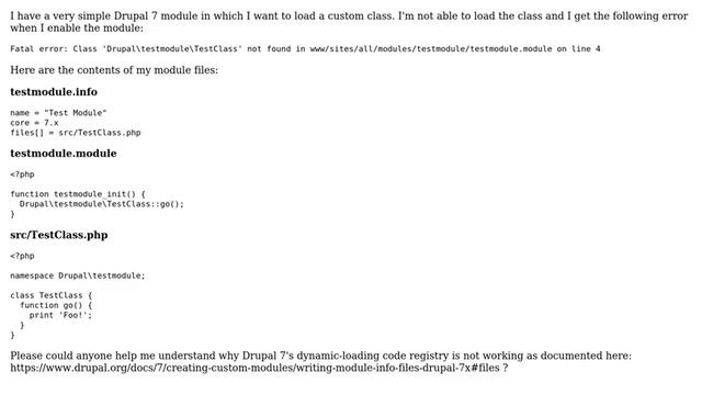 Drupal: Class not dynamically loaded in custom module (2 Solutions!!) смотреть онлайн