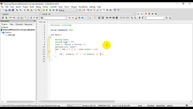 C++ Program to Remove all Characters in a String Except Alphabets смотреть онлайн
