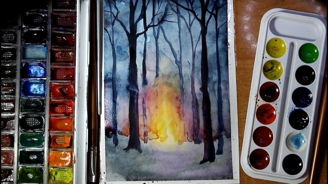 Рисуем лес акварелью. Draw Forest with watercolor смотреть онлайн