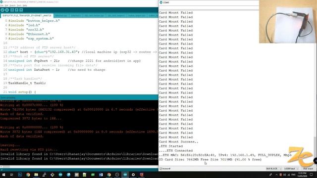 ESP32  FTP Client, Download Files In SDCARD #FTP #ESP32 #SERVER #W5100 #LAN8720 #ENC28j60