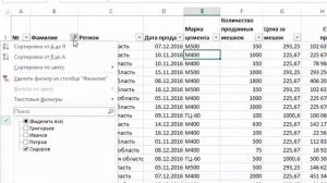 Выборка данных в Excel при помощи фильтров