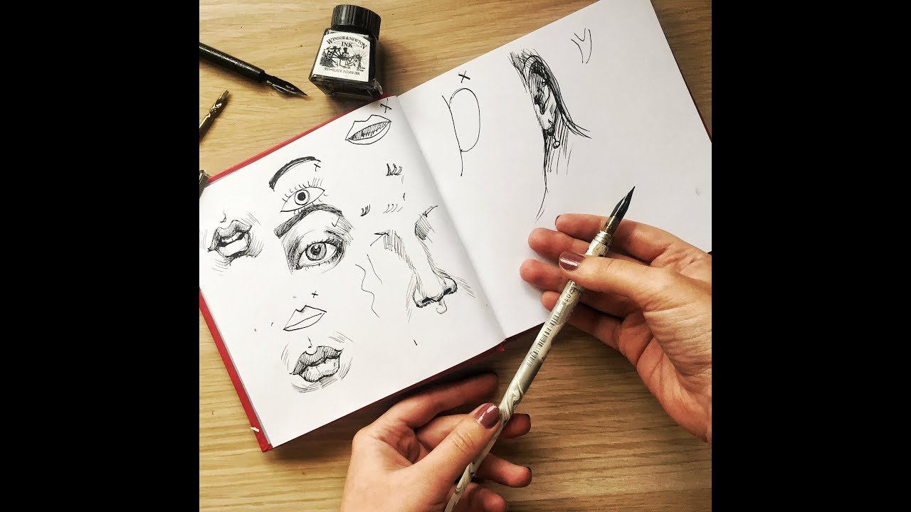 Чернильный марафон. Седьмой урок: как рисовать глаза, нос, губы и ухо. Запись прямого эфира. смотреть онлайн