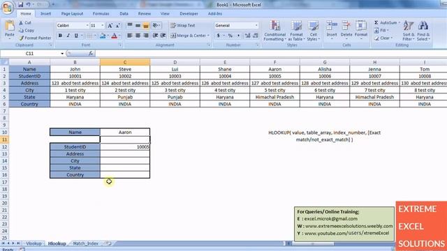 Excel VLOOKUP, HLOOKUP and MATCH INDEX - online excel training (10 min) [HD] смотреть онлайн