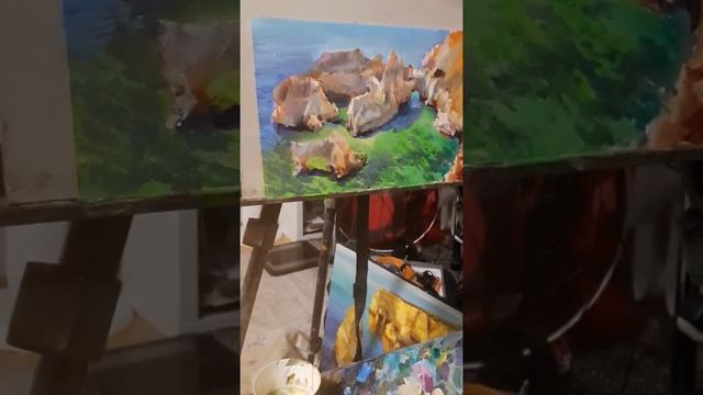 Скалы и море .Уроки рисования и ЖИВОПИСИ. художник Макс Скоблинский. смотреть онлайн