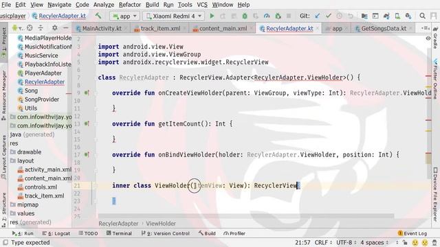 How to Create Music Player App | Music Player app in android | Recycler View Adapter Part 35 смотреть онлайн