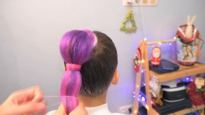 Коса из пузырьков + Хвост с канекалоном омбре // Bubble braid with colorful kanekalon