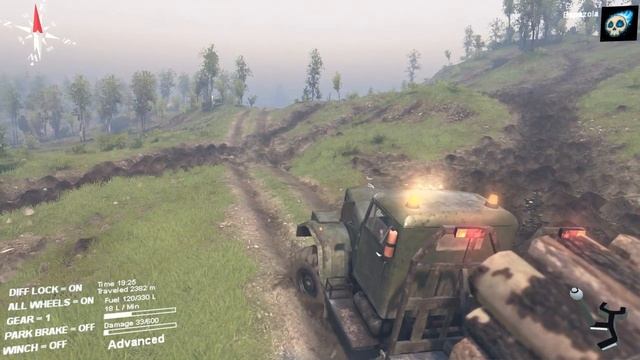 Spintires™ 2016 Hardcore mode Flood map C255 delivering logs смотреть онлайн