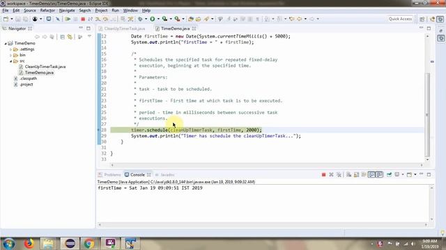 How to Schedule a Repeated Task at an Interval using schedule (firstTime) method of Timer class? смотреть онлайн
