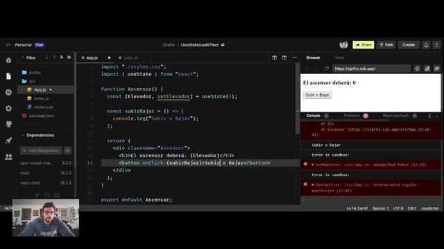 React (hooks simples useState - useEffect) смотреть онлайн