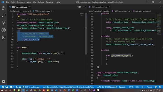 C++2a Standard: C++ Coroutines in Action 1/N (032) смотреть онлайн