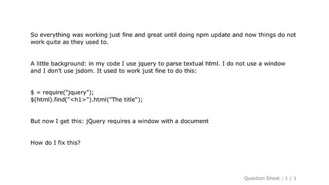 jQuery : Error: jQuery requires a window with a document смотреть онлайн