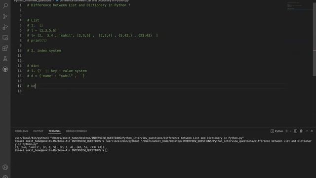 Difference between List and Dictionary in Python ? || python interview questions || смотреть онлайн