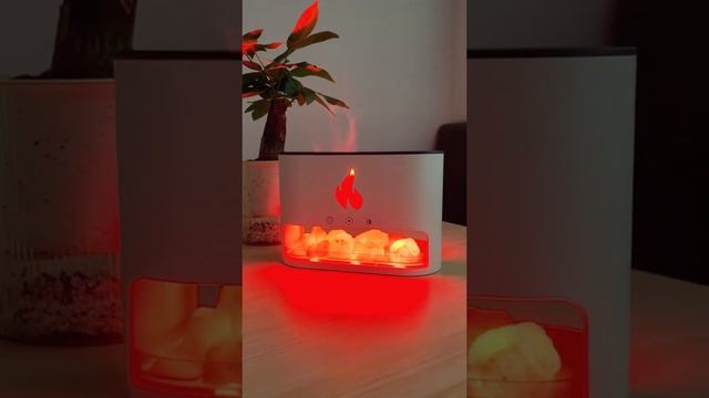 New Flame Humidifier Aromatherapy Machine Crystal Salt Stone Colorful Lamp Flame 3d Simulation смотреть онлайн