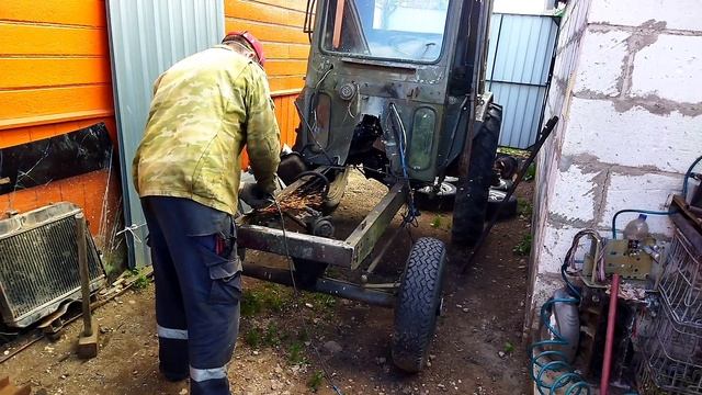 Трактор на японском моторе,подготовка к установке двигателя. смотреть онлайн