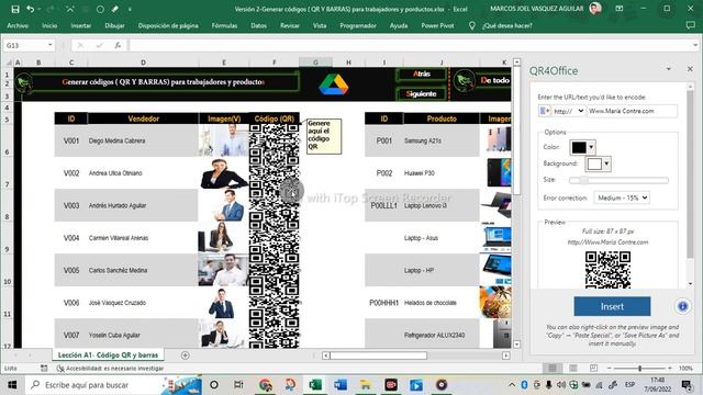 Como generar códigos ( QR Y BARRAS) para trabajadores y productos | Fácil y rápido #excel #hotmart смотреть онлайн