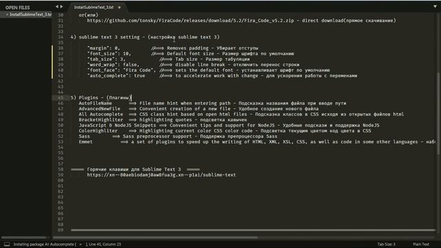 Sublime Text 3 Setting | настройка sublime text 3 | 2021-год websity scc, html, JavaScript (Emmet) смотреть онлайн