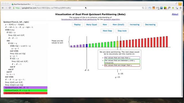 Visualization of Yaroslavskiy Dual Pivot Partitioning for Quicksort смотреть онлайн