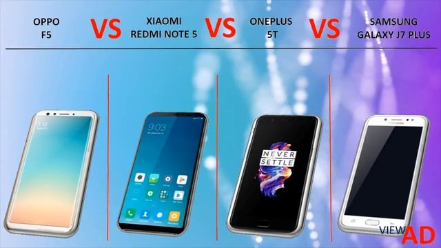 OPPO F5 VS XIAOMI REDMI NOTE 5 VS ONEPLUS 5T VS SAMSUNG GALAXY J7 PLUS | Features Comparison смотреть онлайн