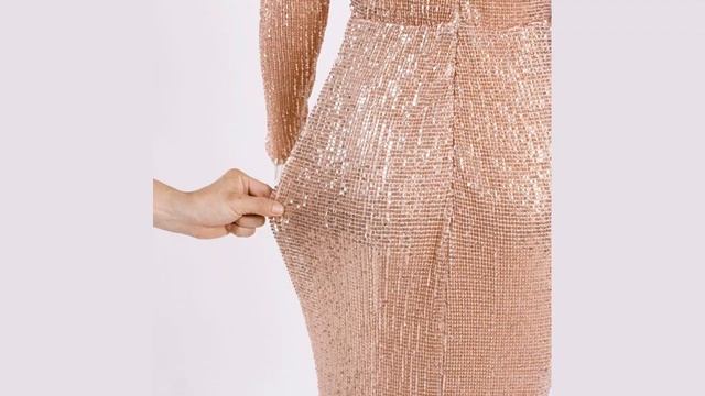 Блестящее новогоднее платье в золотом цвете с Алиэкспресс смотреть онлайн