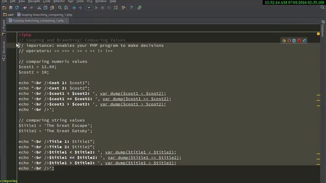 Comparing Value PHP смотреть онлайн
