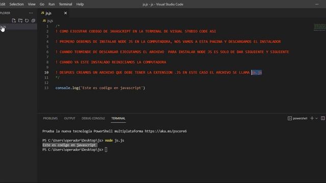 08 js Correr codigo javascript en la consola de visual studio code смотреть онлайн