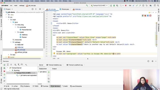 Jakarta Standard Tag Library (JSTL): Core Tag Library - c:set,c:out смотреть онлайн