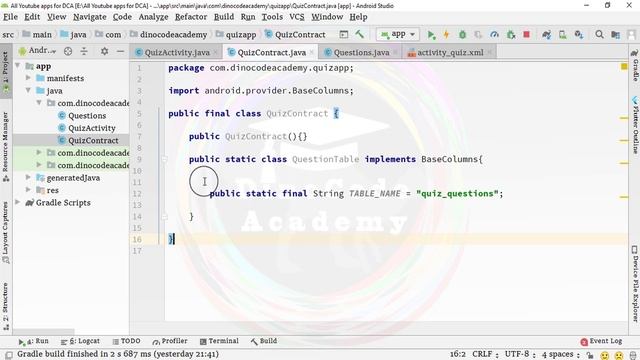 6. Multiple Choice Quiz App with SQLite Integration Part 6 - Creae QuizContract - Android Tutorial смотреть онлайн