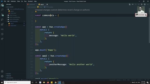 20. One App vs Multiple App instances. Sharing data between two Vue app instances - Vue js | Vue3 смотреть онлайн