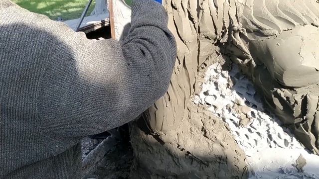 как сделать ГРИБ и КОРУ ДЕРЕВА из арт бетона, оформление цоколя дома РЫБАКА. смотреть онлайн