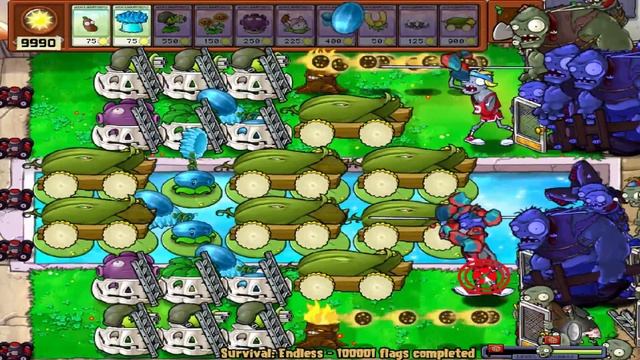 8 Cob Cannon Setup | Plants vs Zombies Survival Pool Endless | Flag 10000 смотреть онлайн